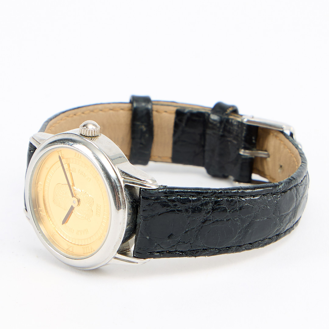 PAMP SUISSE, armbandsur, urtavla med infattat mynt 999,9 fine gold.