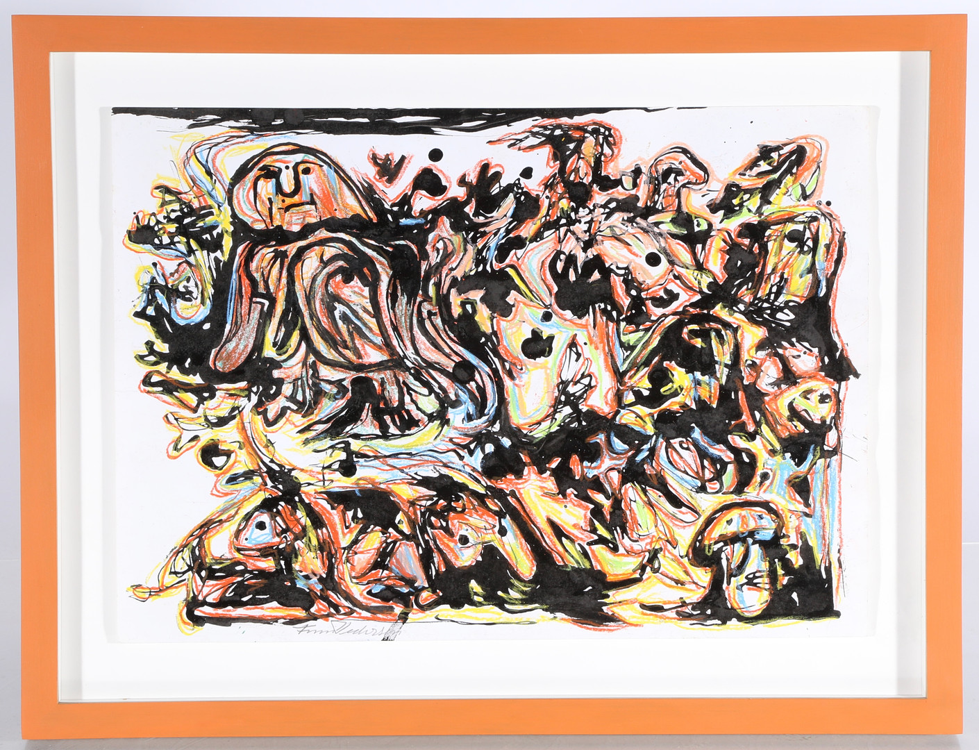 FINN PEDERSEN (1944-2014). Figurkomposition, tusch og pastel på papir.