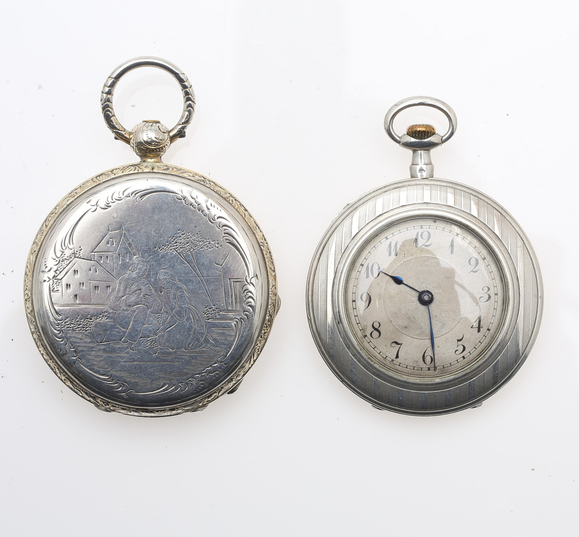 German pocket watch and English pocket watch by Robert Roskell in silver, second half of the 19th Century.