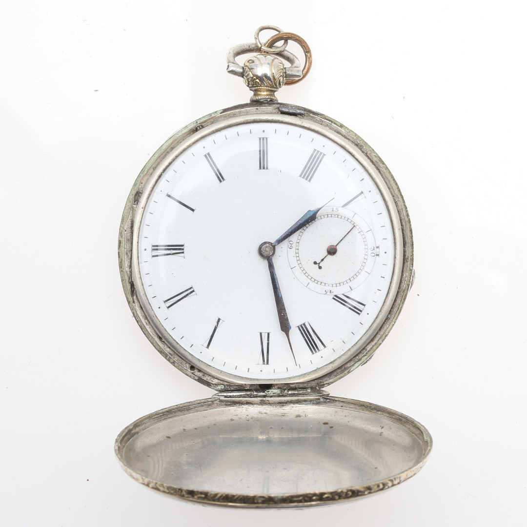 Swiss silver savonette pocket watch, mid 19th Century.