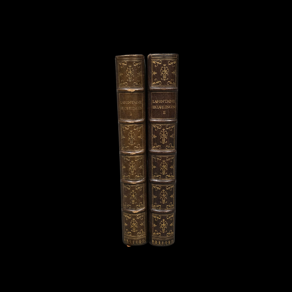 2 TOMOS: DIE ERZÄHLUNEN DES JEAN DE LAFONTAINE (LOS CUENTOS DE JEAN DE LAFONTAINE). EDICIÓN GEORG MÜLLER. MUNICH. 1910.
