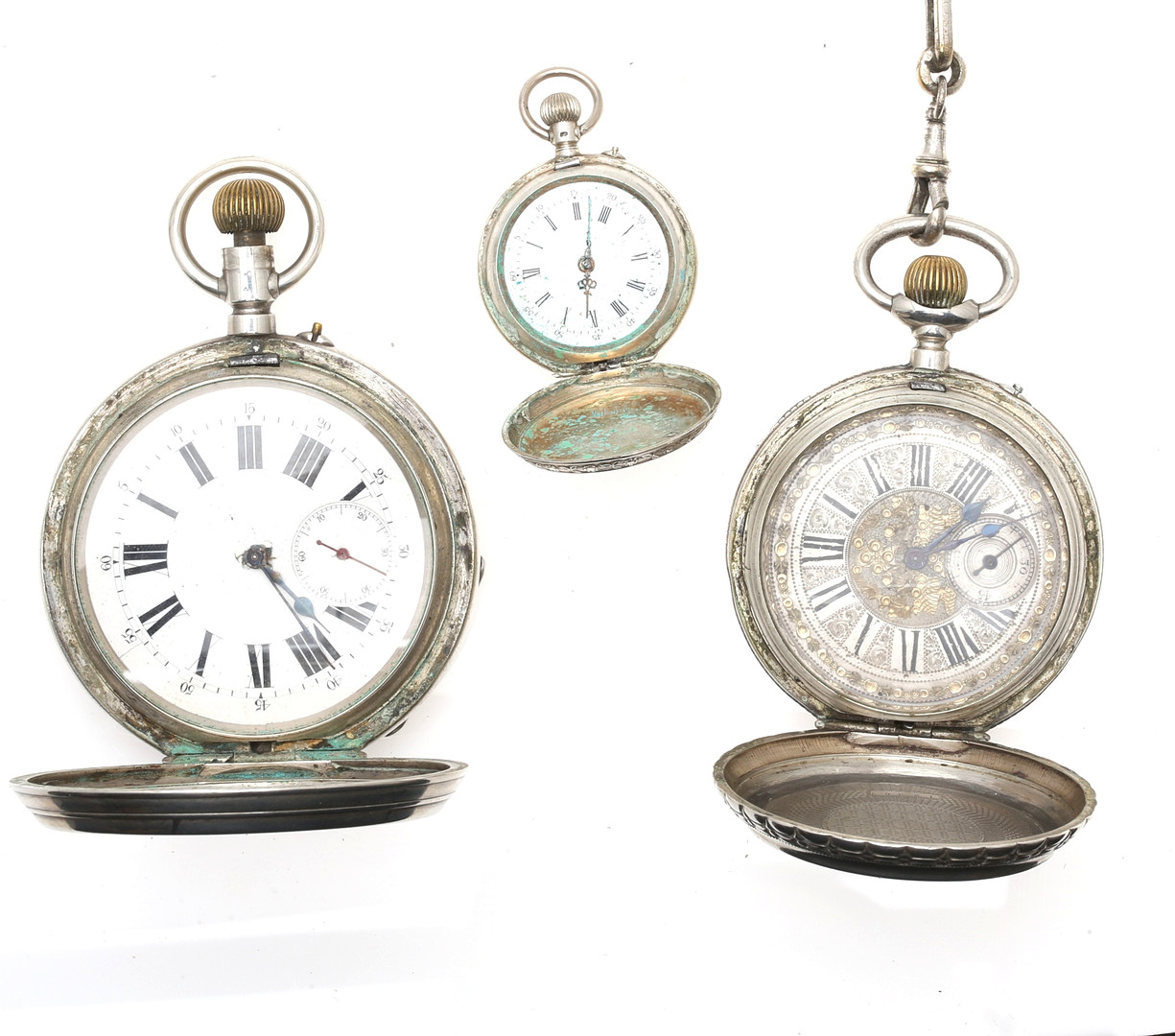 Three silver pocket watches, second half of the 19th Century.