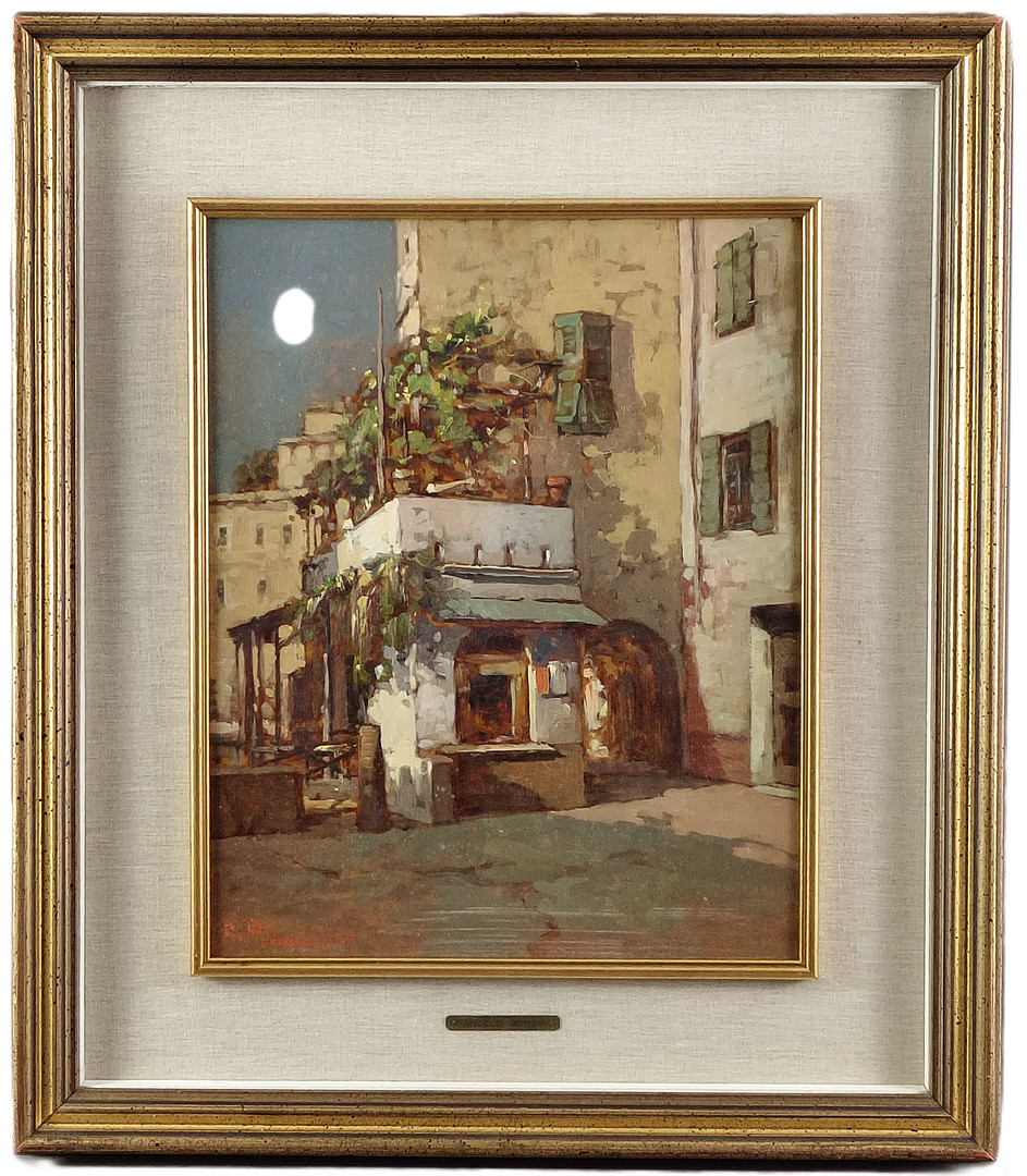 ROMBY, ANGELO. „Camogli Rustico“, 1971, Öl auf Hartfaser.