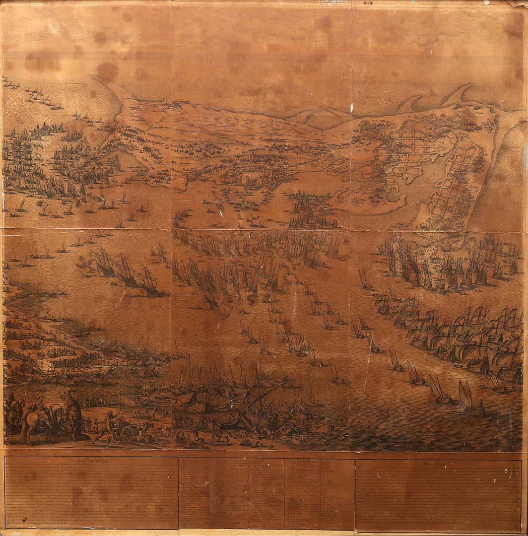 JACQUES CALLOT. Naval battle: "Le siège de l'île de Ré" or "Le Siège de La Rochelle".