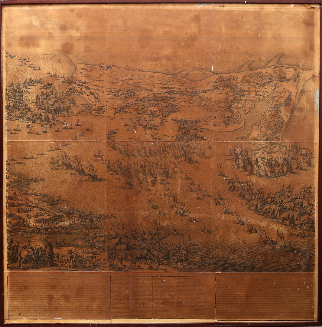 JACQUES CALLOT. Naval battle: "Le siège de l'île de Ré" or "Le Siège de La Rochelle".