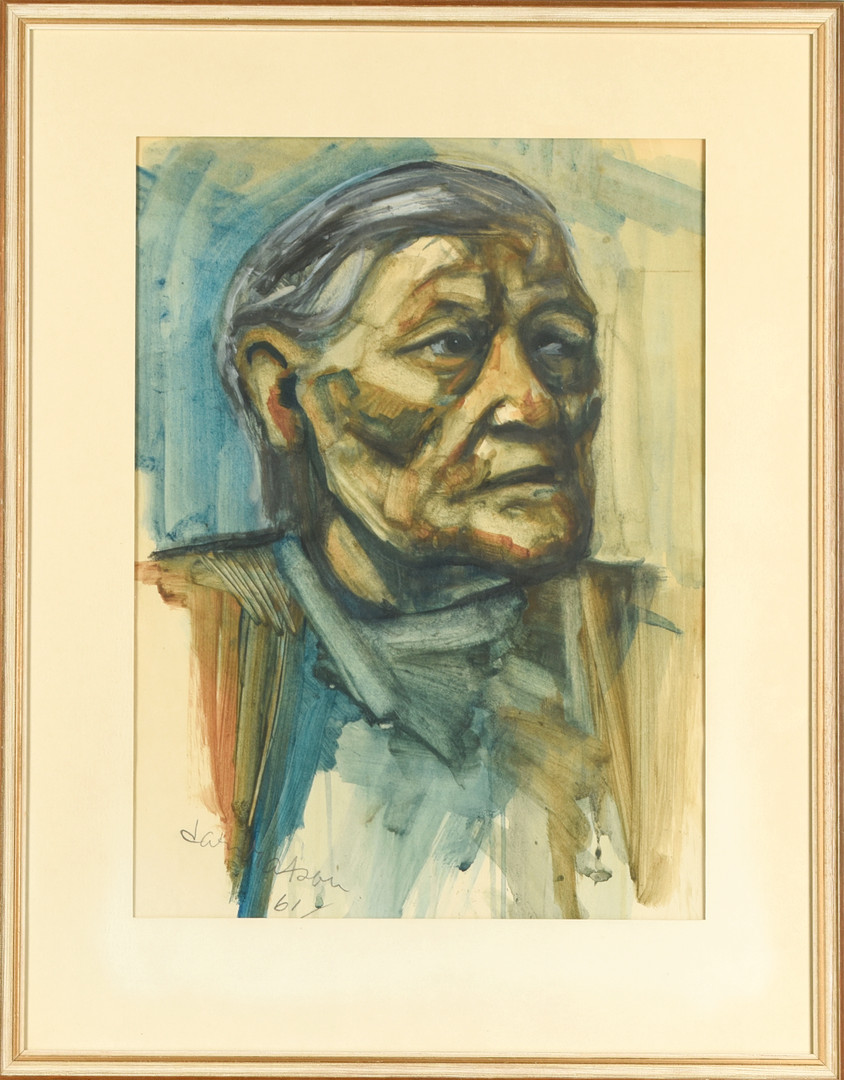 LARS MATSON. Akvarell, Porträtt, Signerad.