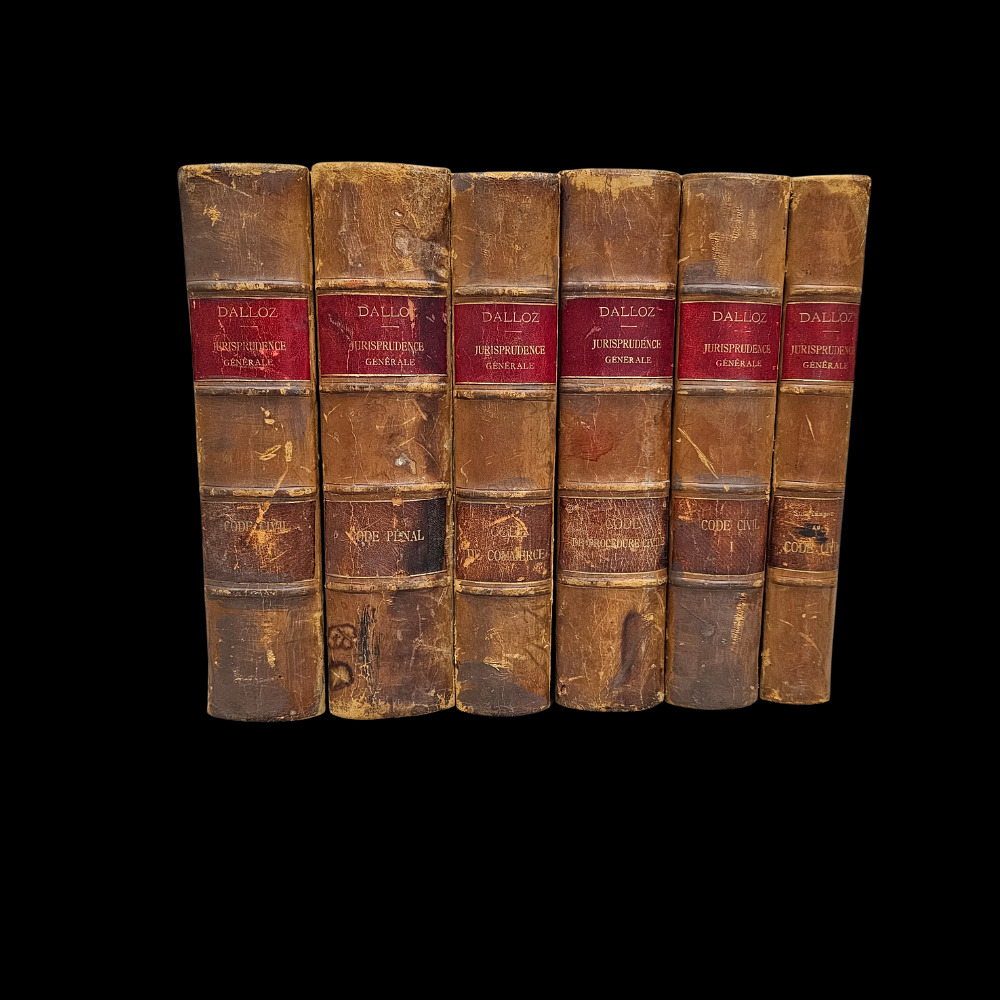 COLECCIÓN DE 6 TOMOS: JURISPRUDENCE GÉNÉRALE, LES CODES ANNOTÉS DU CODE CIVIL, CODE DE COMMERCE, PENAL CODE DU PROCÉDURE CIVILE. MM. DALLOZ.