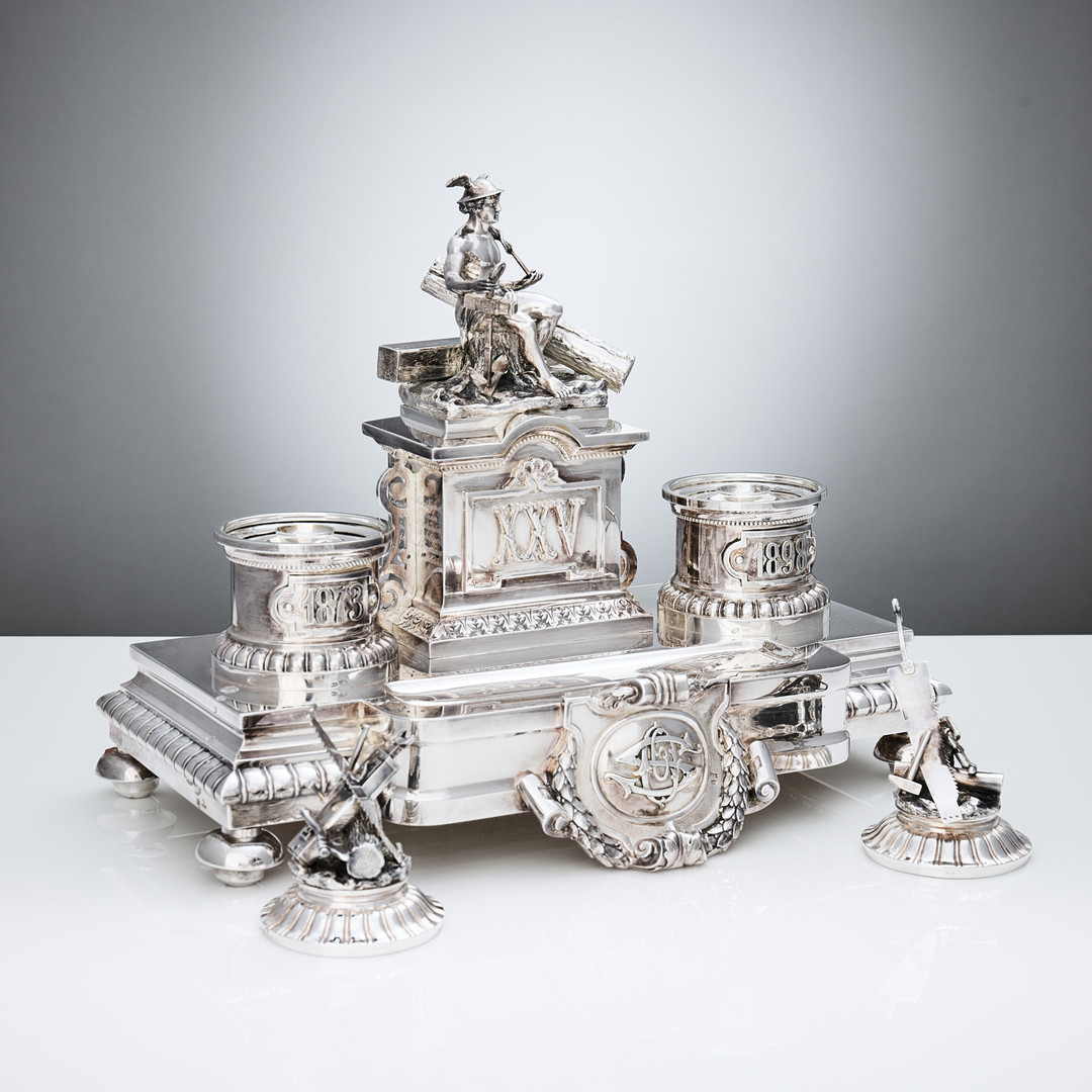 GRACHEV BROTHERS. High-quality silver desk set by the firm Grachev, St ...