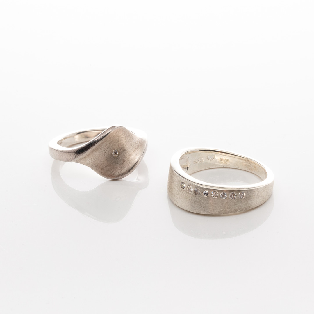 RINGAR, 2 st, Sterlingsilver, Cubiz zirkoner.