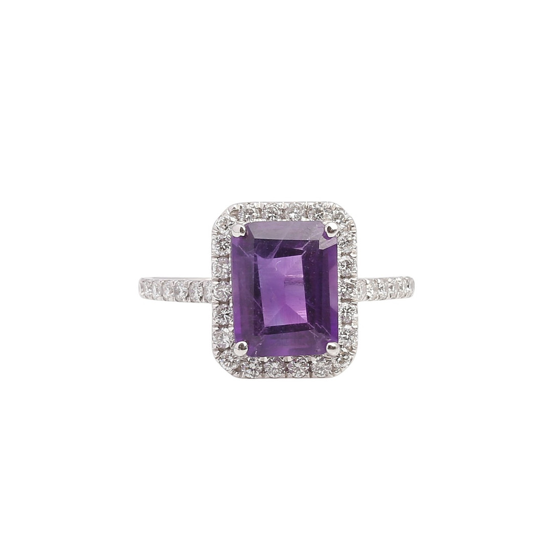 Diamonds and amethyst ring.