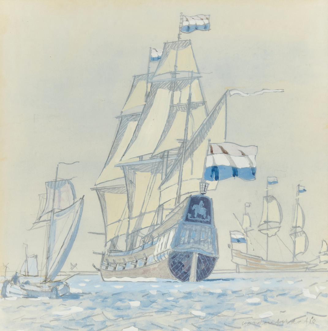GORDON MACFIE (Sweden, 1919-1971): Skepp, signerad, akvarell.