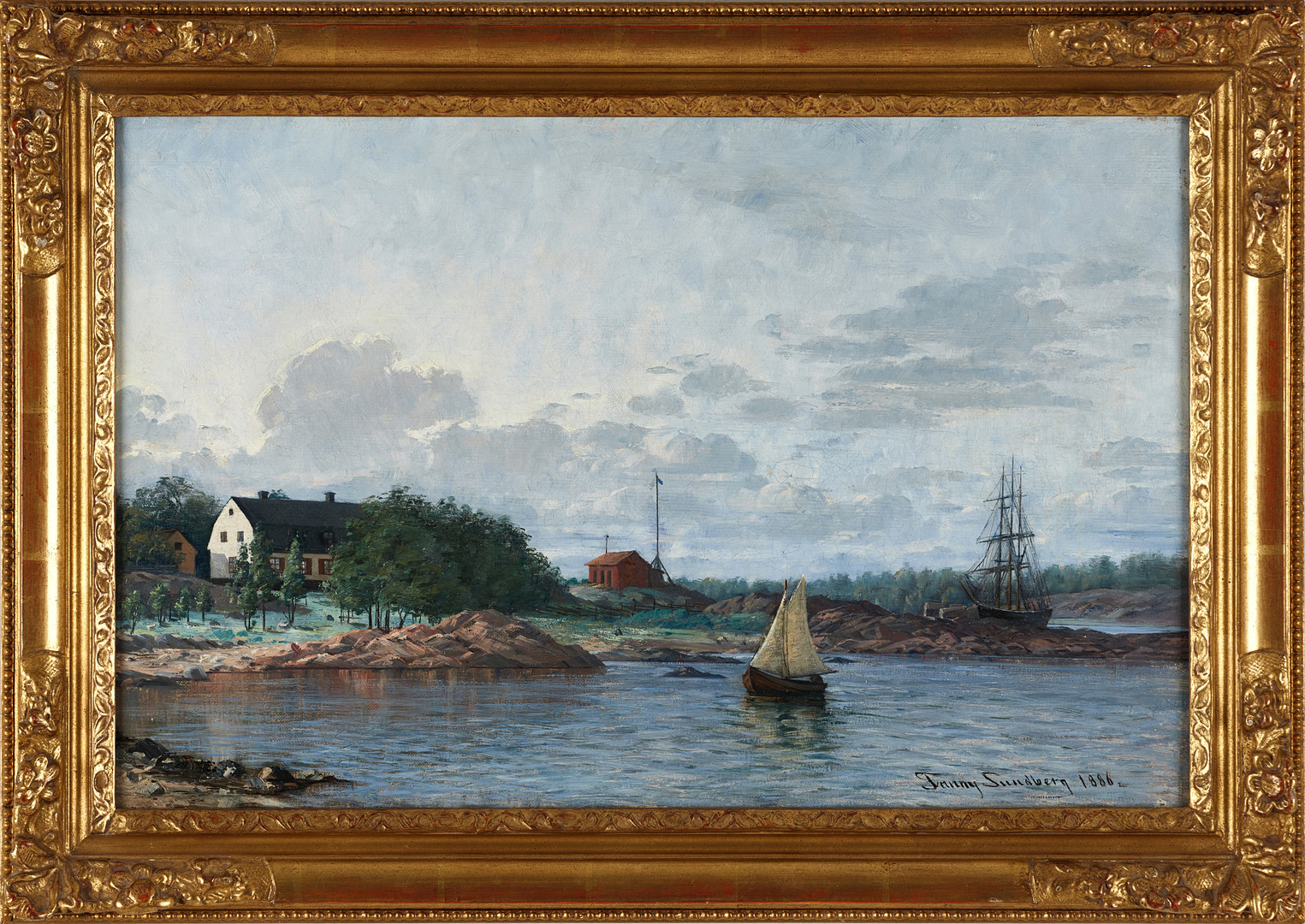 FANNY KLINGBOM, FÖDD SUNDBERG (1861-1926). Motiv från Grisslehamn, signerad och daterad 1886, olja på duk.