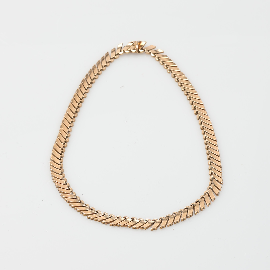 COLLIER, fantasilänk, guld 18K, Italien.