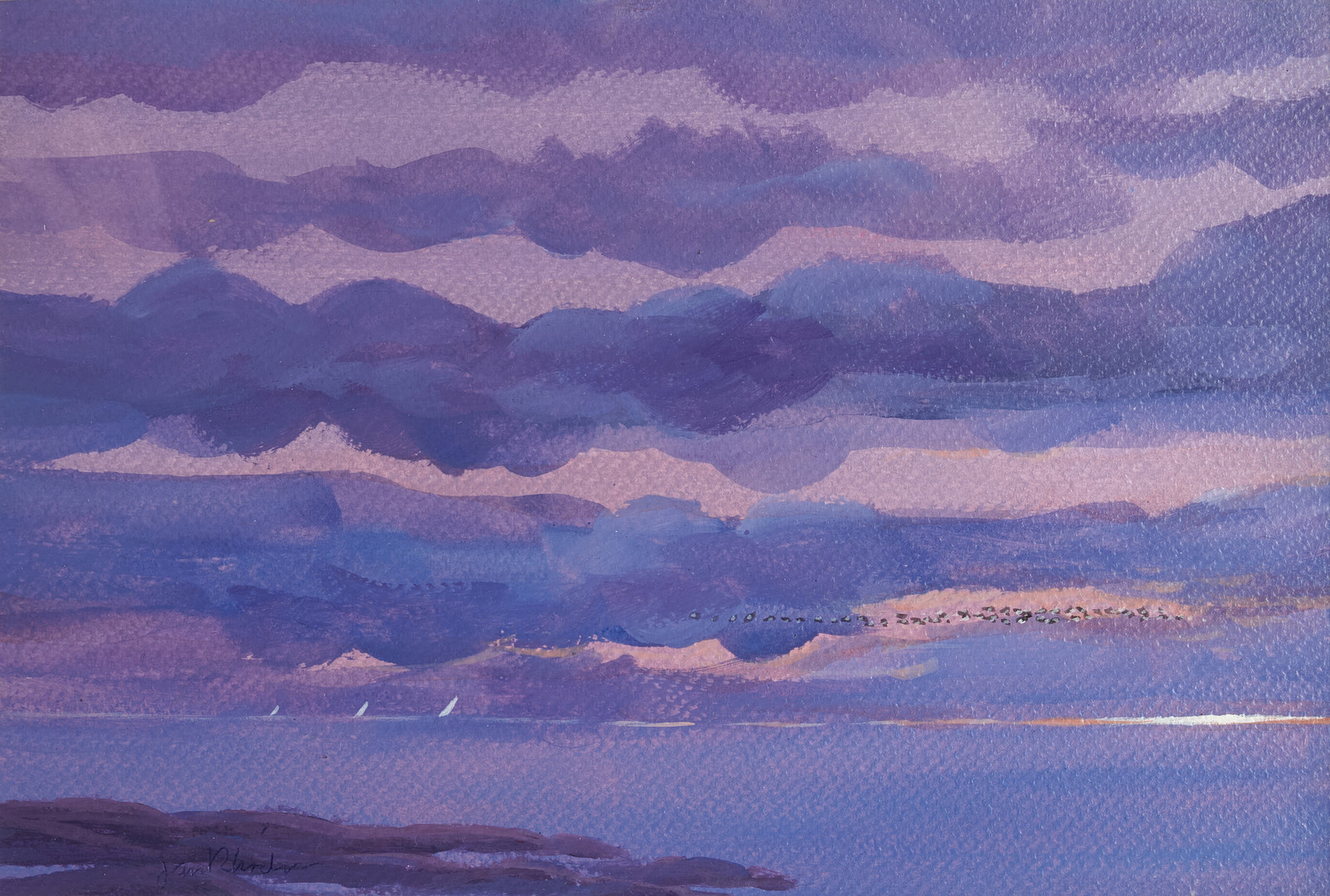 JAN ROHDIN (Sverige född 1938): Segelbåtar till havs, signerad, gouache.