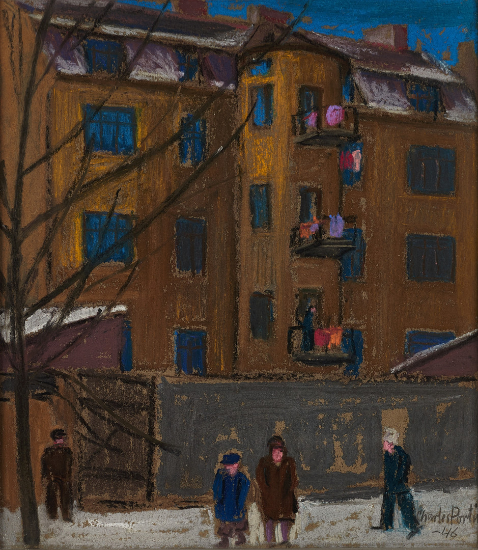 CHARLES PORTIN (Sverige 1889-1980): Husfasader - Stockholm, signerad och daterad Charles Portin -46, pastell.