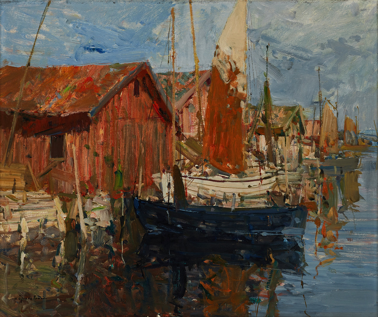 HUGO ÖFVERSTRÖM (1900-1972). "Kärringön", signerad, daterad a tergo 1944, olja på pannå.