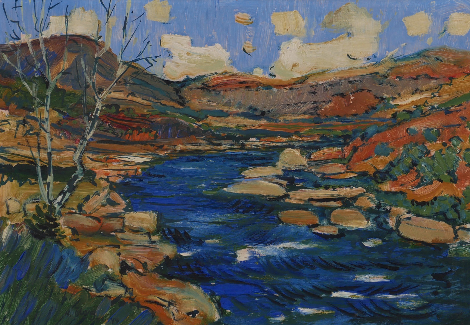 NILS ÖBERG. "Fr Lunndörren", landskap, olja på pannå, signerad N. Öberg.