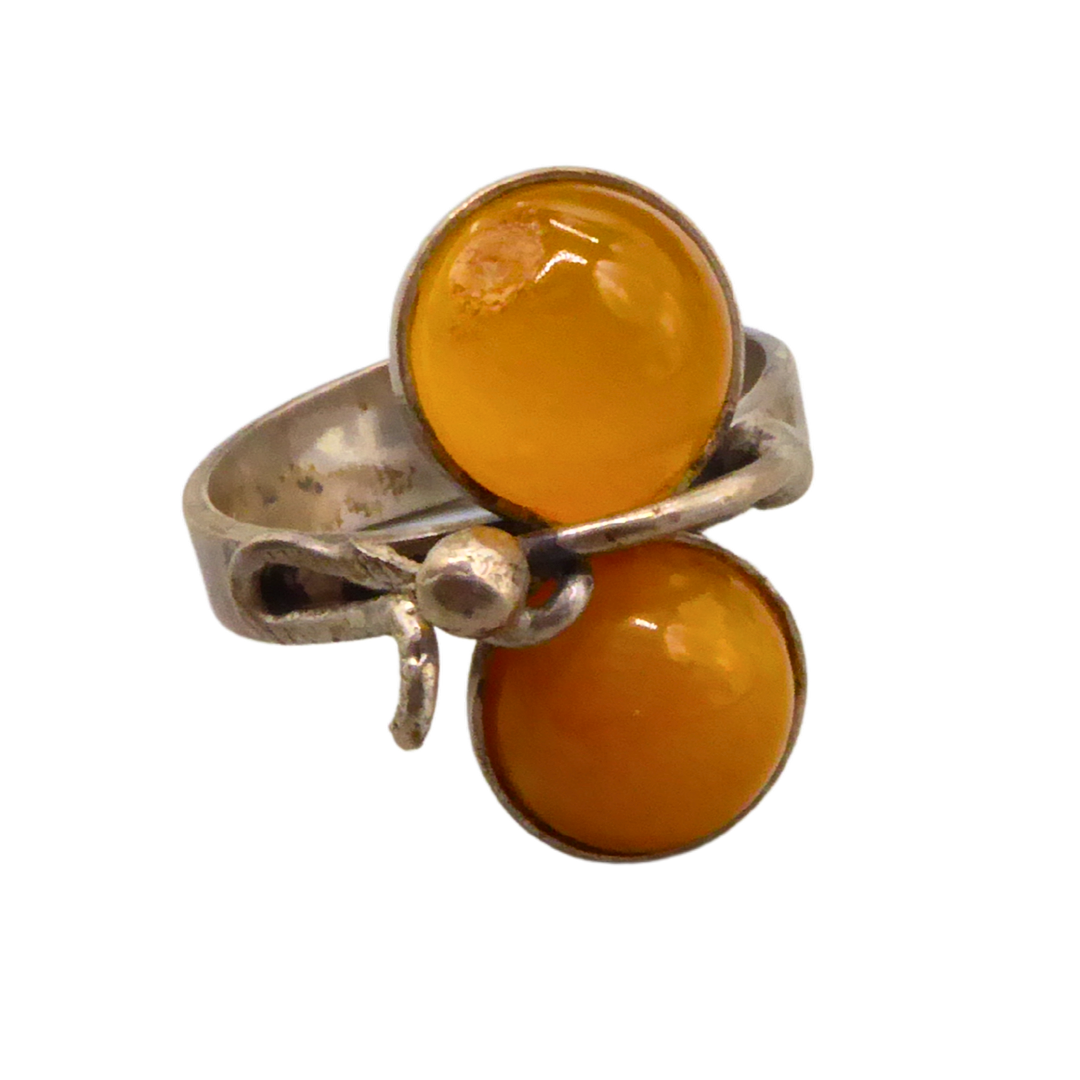 925ER SILBERRING MIT BERNSTEIN.