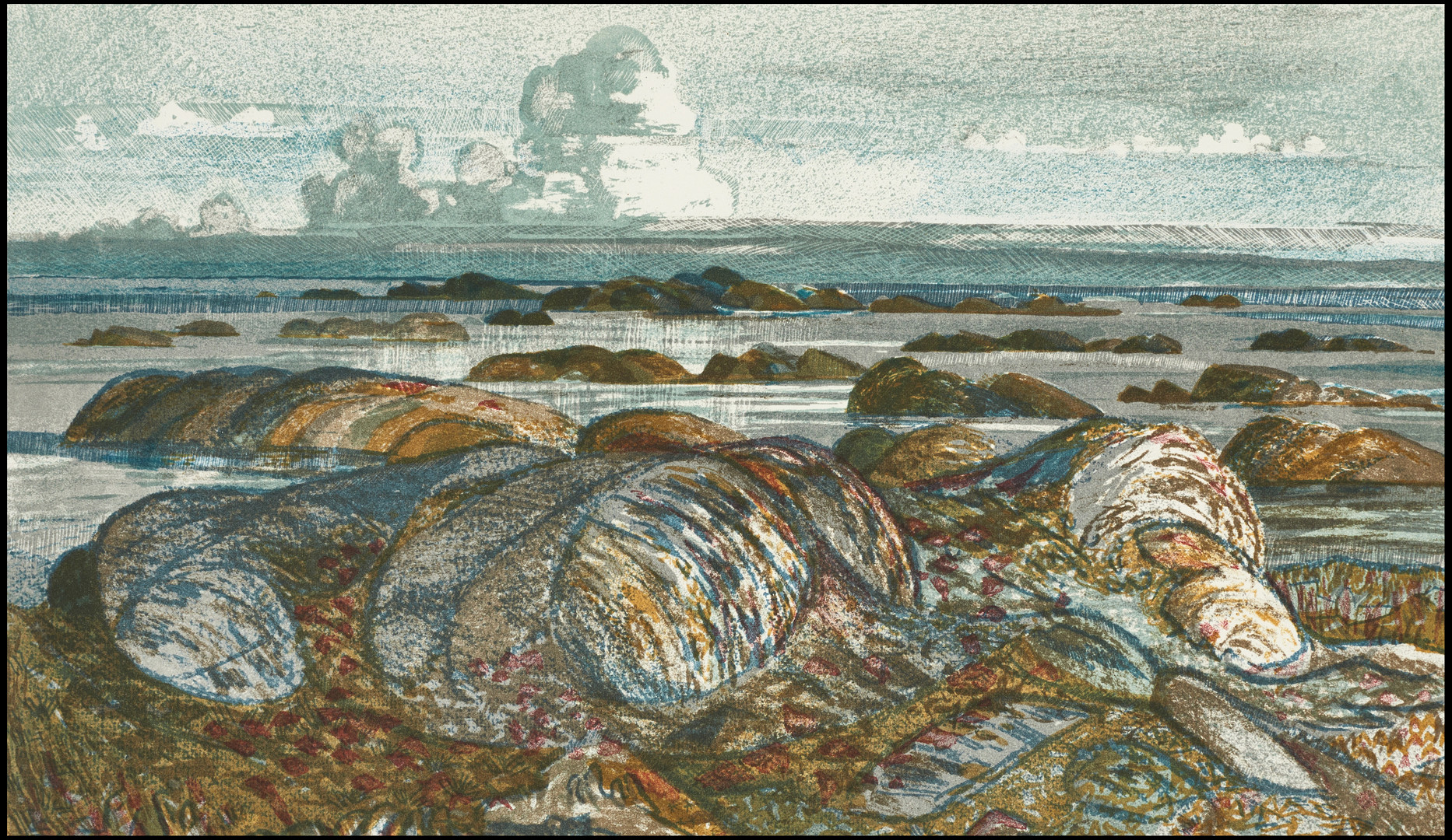 ROLAND SVENSSON (1910-2003). "Vindlös dag - Gillöga", ur Jubileumsportfölj, 1992, signerad.