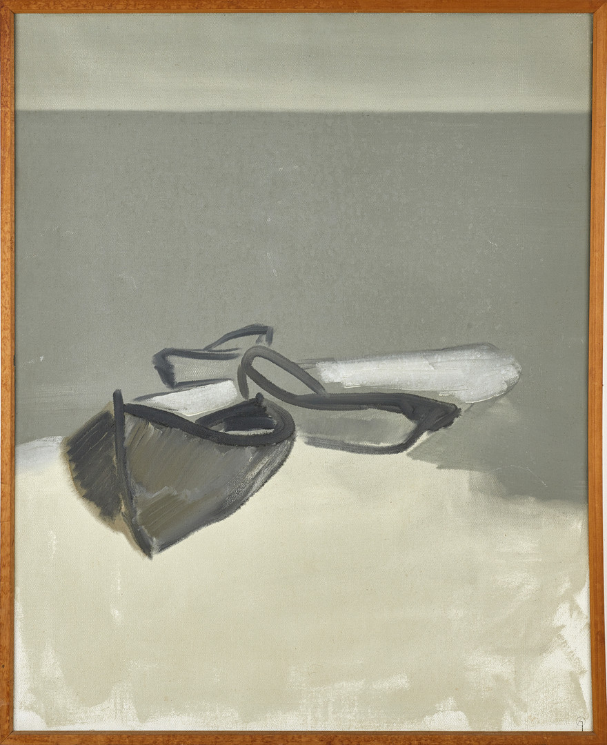 ARNE OLSSON (1918-2004), Horisont, ekor vid strand, monogramsignerad, olja på duk.