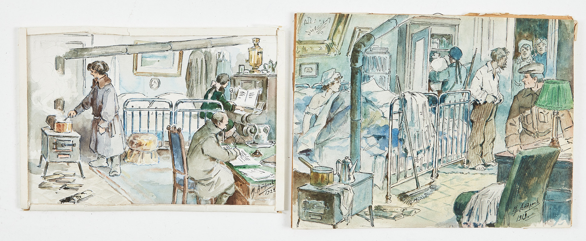 AKVARELLER, 2 st., signerad M. Andreev 1919-1922.