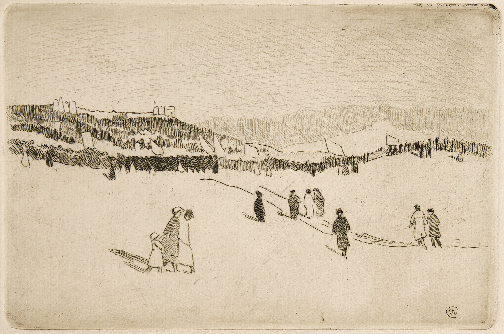 CARL WILHELMSON (1866-1928). 1:a maj, Gärdet, Stockholm, signerad med blyerts och numrerad 1/2, etsning.