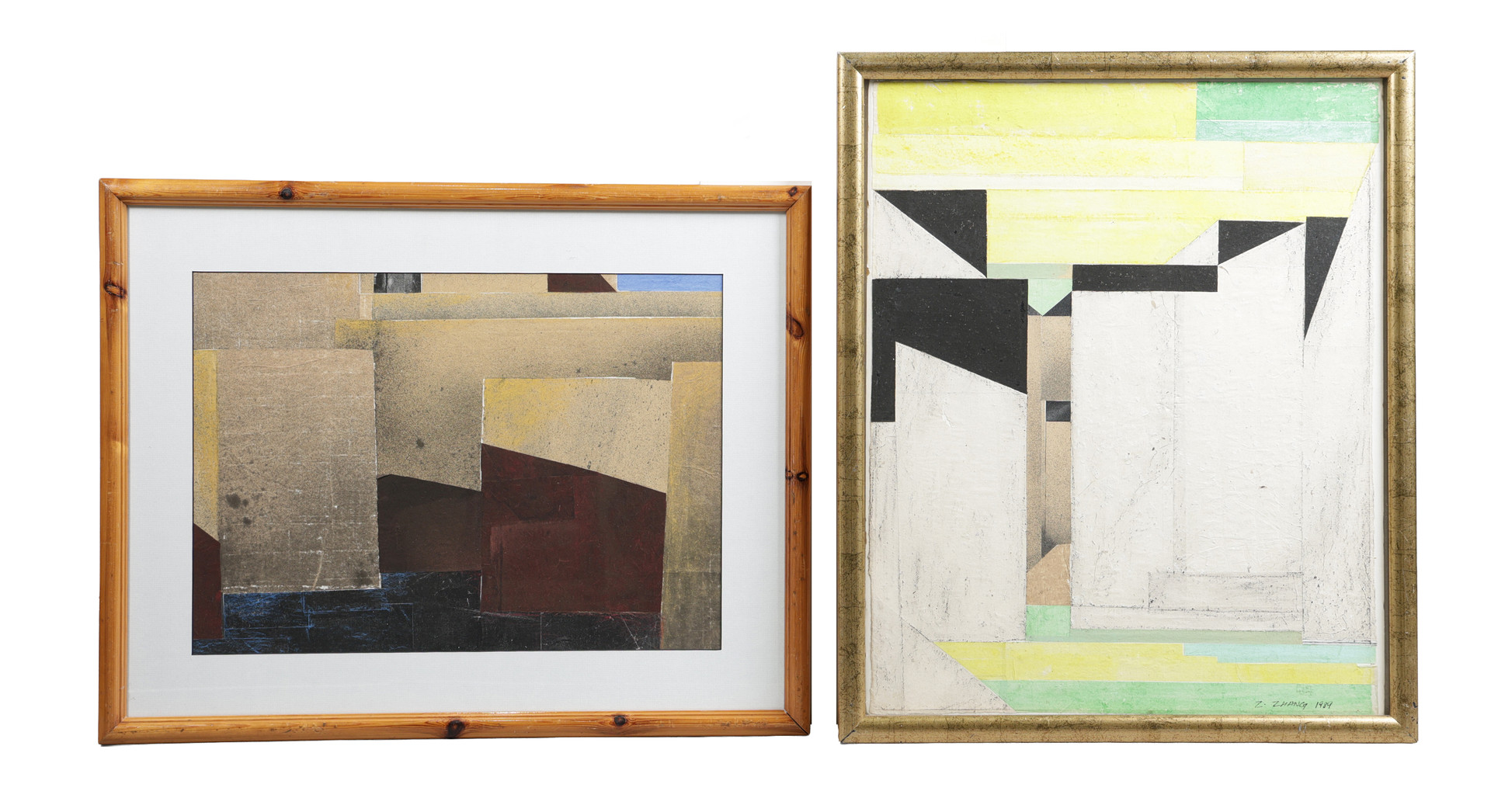 Z. ZHANG. TWO UNTITLED ABSTRACT COLLAGES (2).
