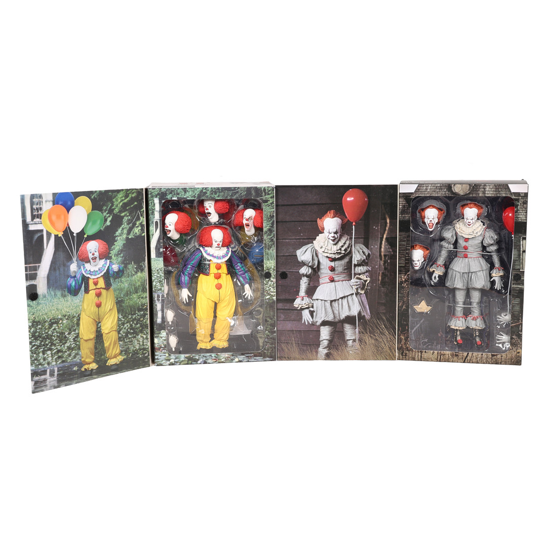 TWO NECA REEL TOYS 7" IT PENNYWISE FIGURES (2).