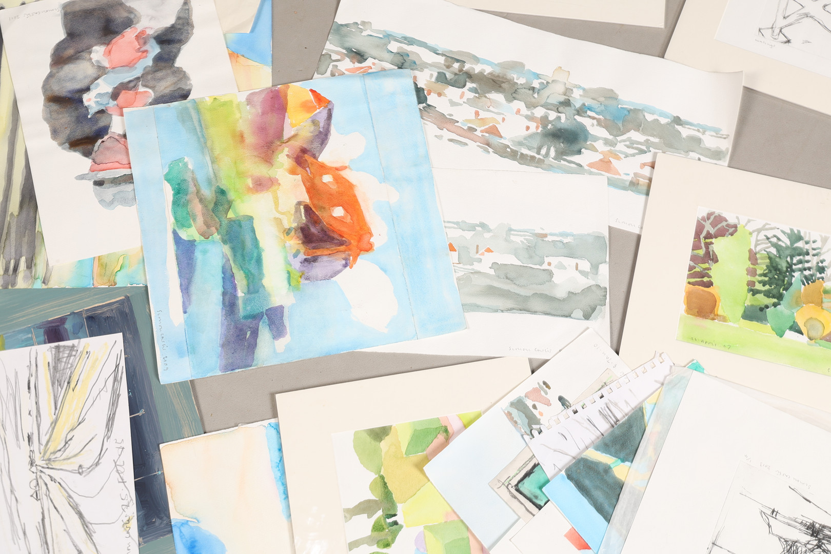 SIMON CURTIS (CONTEMPORARY). A PORTFOLIO OF WATERCOLOURS AND SKETCHES (QTY).