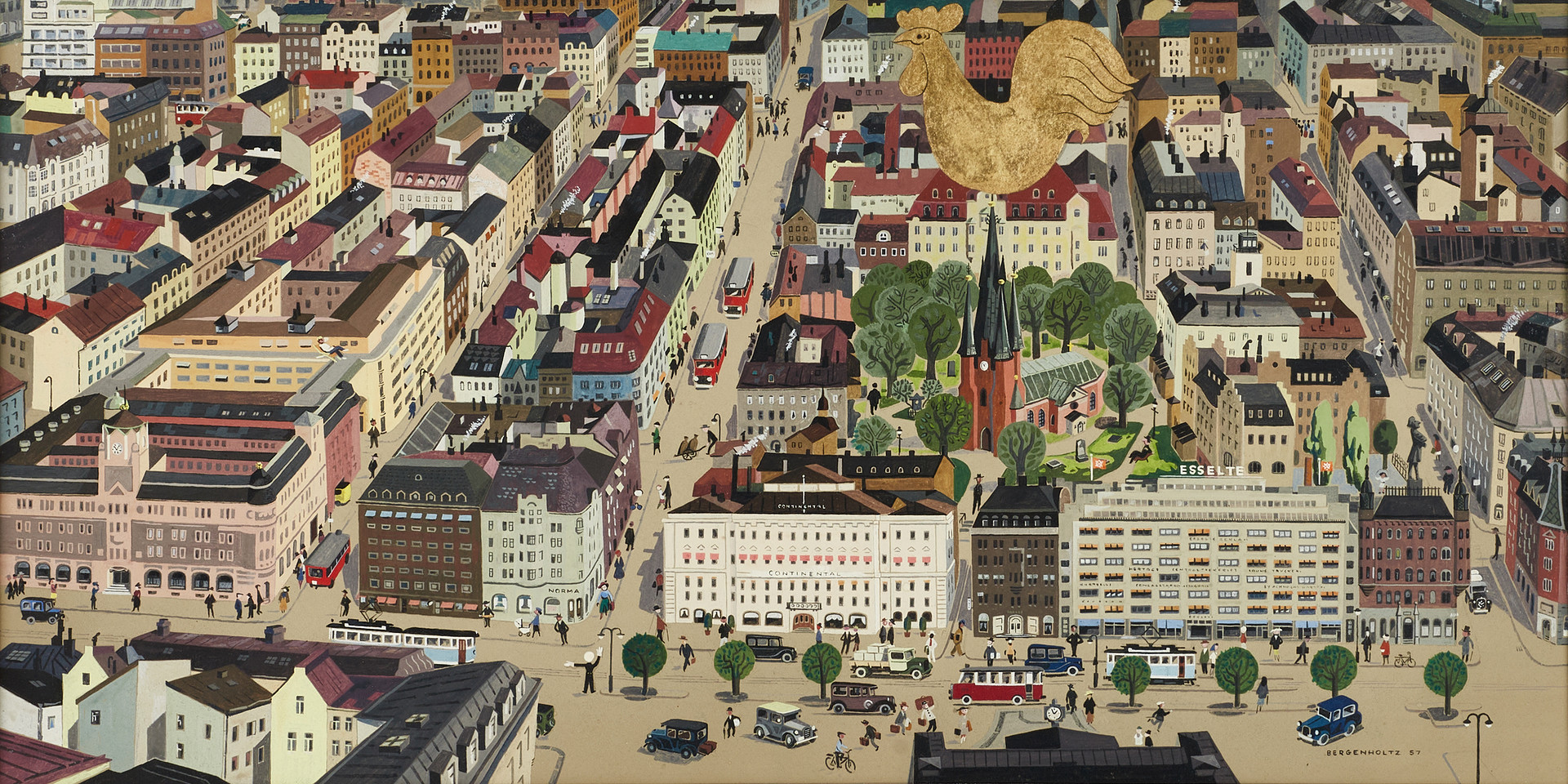 GUNNAR BERGENHOLTZ (1912-2006), Motiv över Stockholm, signerad och daterad 57, gouache.