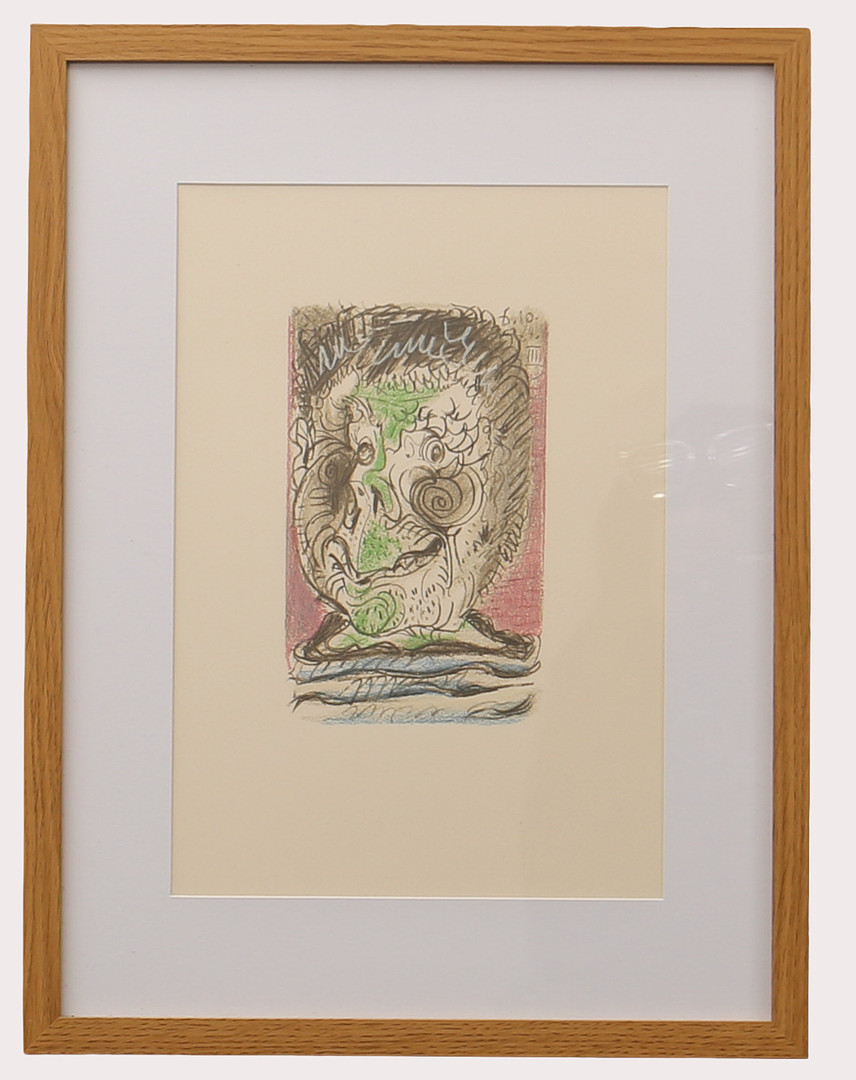 PABLO PICASSO. Efter, färglitografi , märkt 6.10.64 IIII ur "LE GOUT DU BONHEUR" , Schünemann år 1970. Nr 403.