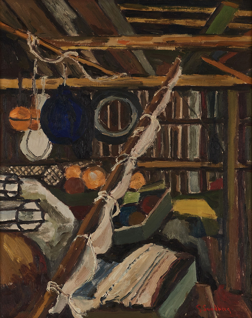 GUNNAR SUNDBERG (1915-1963). Under däck, signerad, olja på duk.