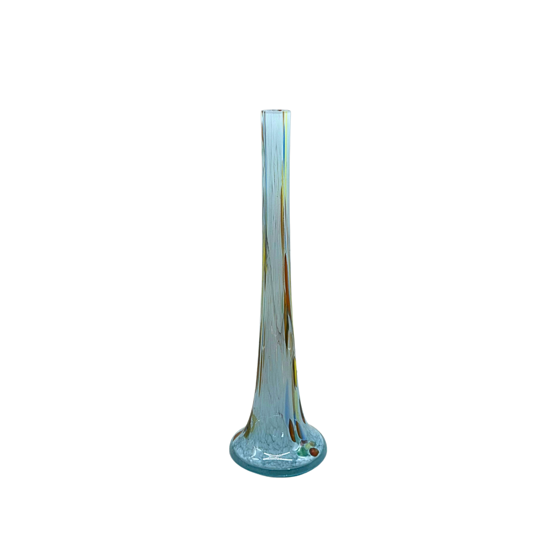 MUNDGEBLASENE SOLIFLEUR-VASE AUS BUNTGLAS.