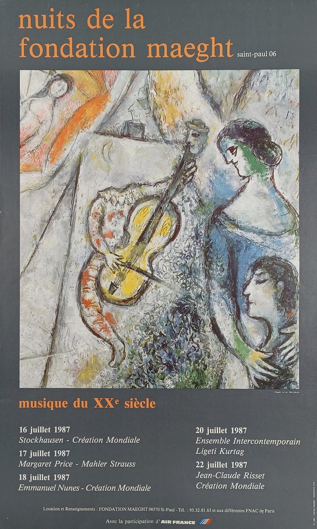 AUSSTELLUNGSPLAKAT „NUITS DE LA FONDATION MEAGHT, MUSIQUE DU XXE SIÈCLE“.