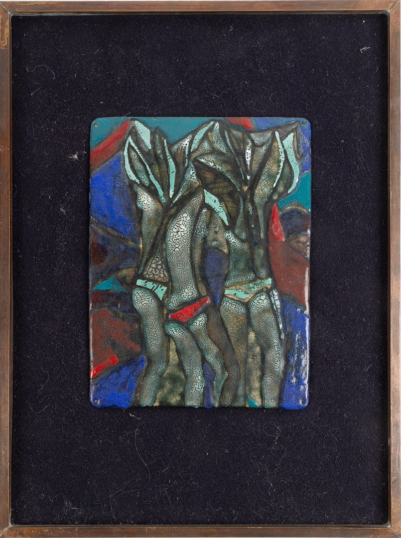 ALEXANDER BORODAY (UKRAINA, 1946-2019). "Orkidéer" och "Magnolior", emajl i två delar, 1989.