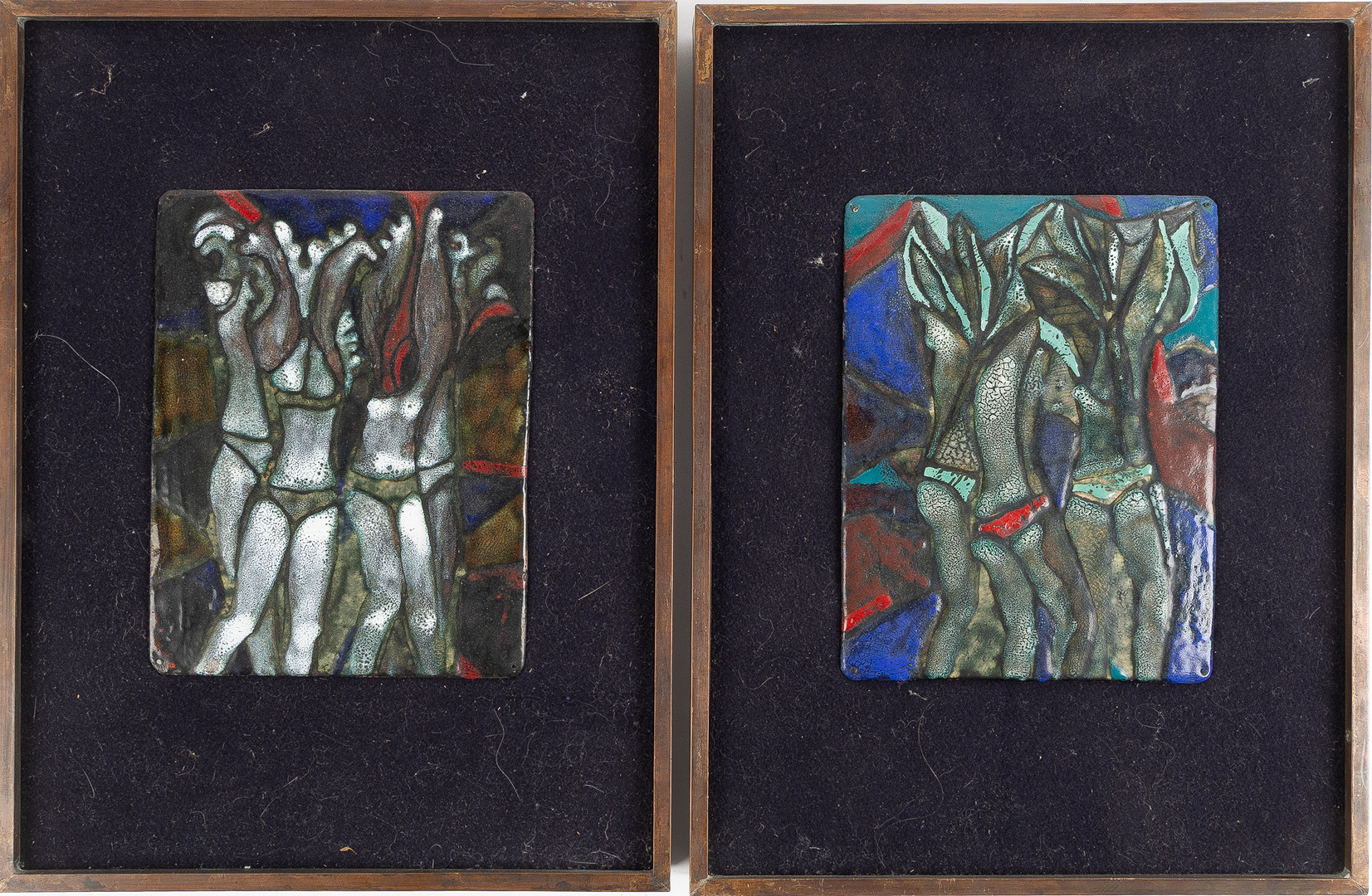 ALEXANDER BORODAY (UKRAINA, 1946-2019). "Orkidéer" och "Magnolior", emajl i två delar, 1989.