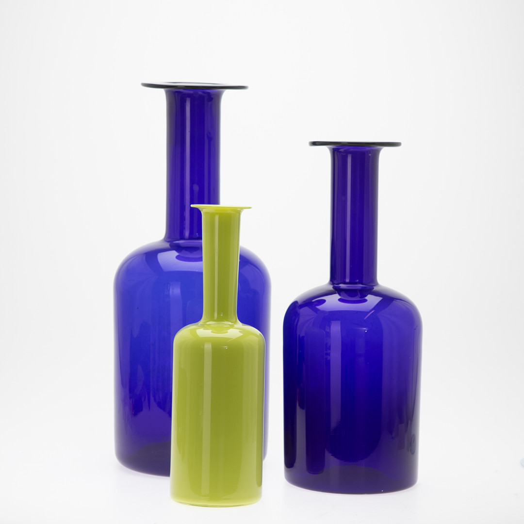 OTTO BRAUER. Holmegaard, große Glasvasen (3)