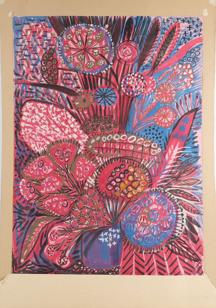 ELENA PRIDUVALOVA (UKRAINA, 1960). "Rosa blommor", gouache.