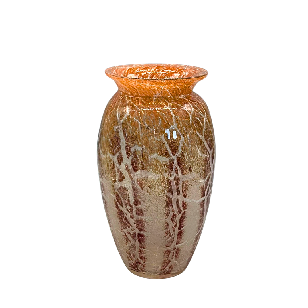 KARL WIEDMANN. IKORA ART DÉCO DESIGNER VASE AUS GLAS VON WMF.