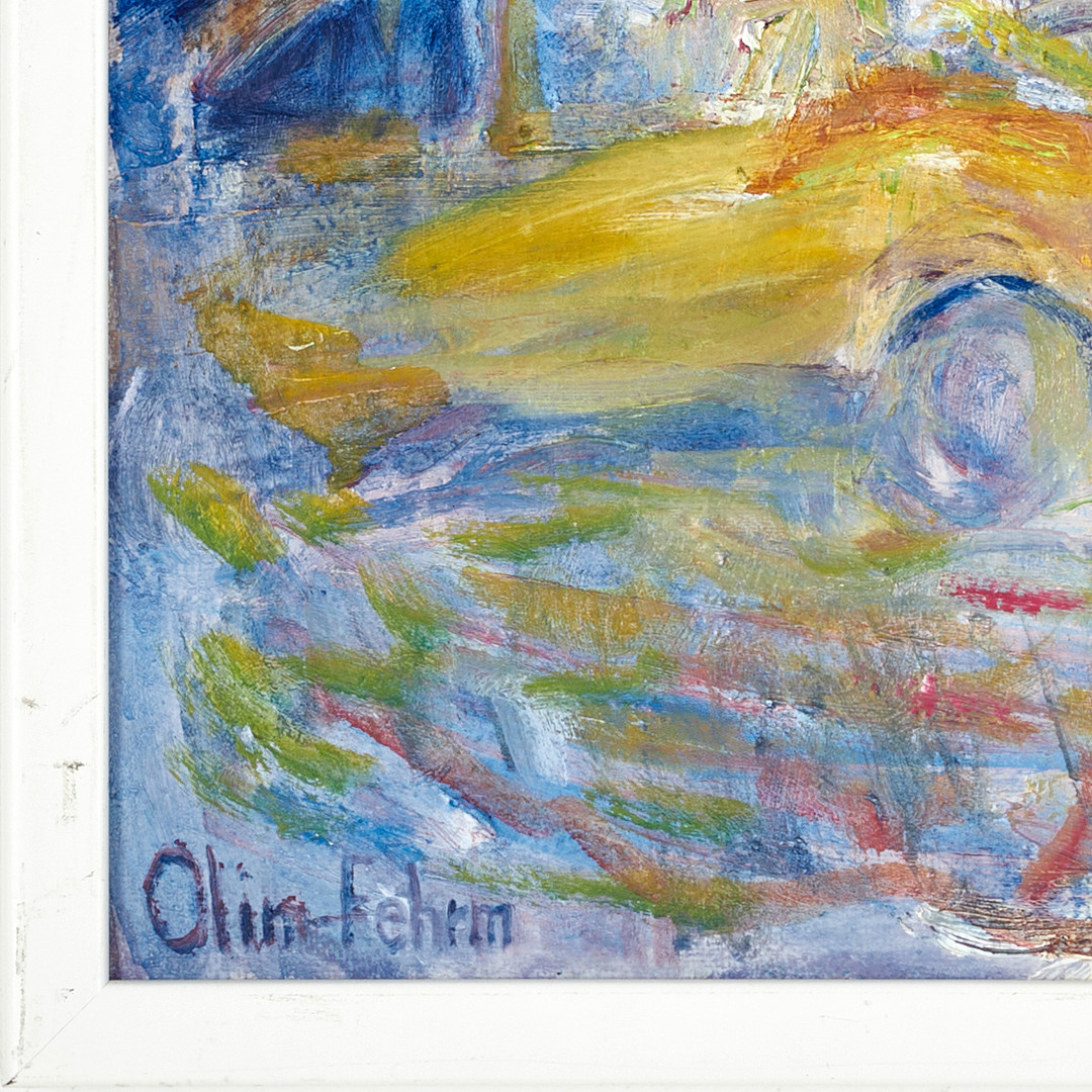 ULLA OLIN-FEHRM (1928-2021). "Vaxholmskväll", signerad Olin-Fehrm, olja på duk.