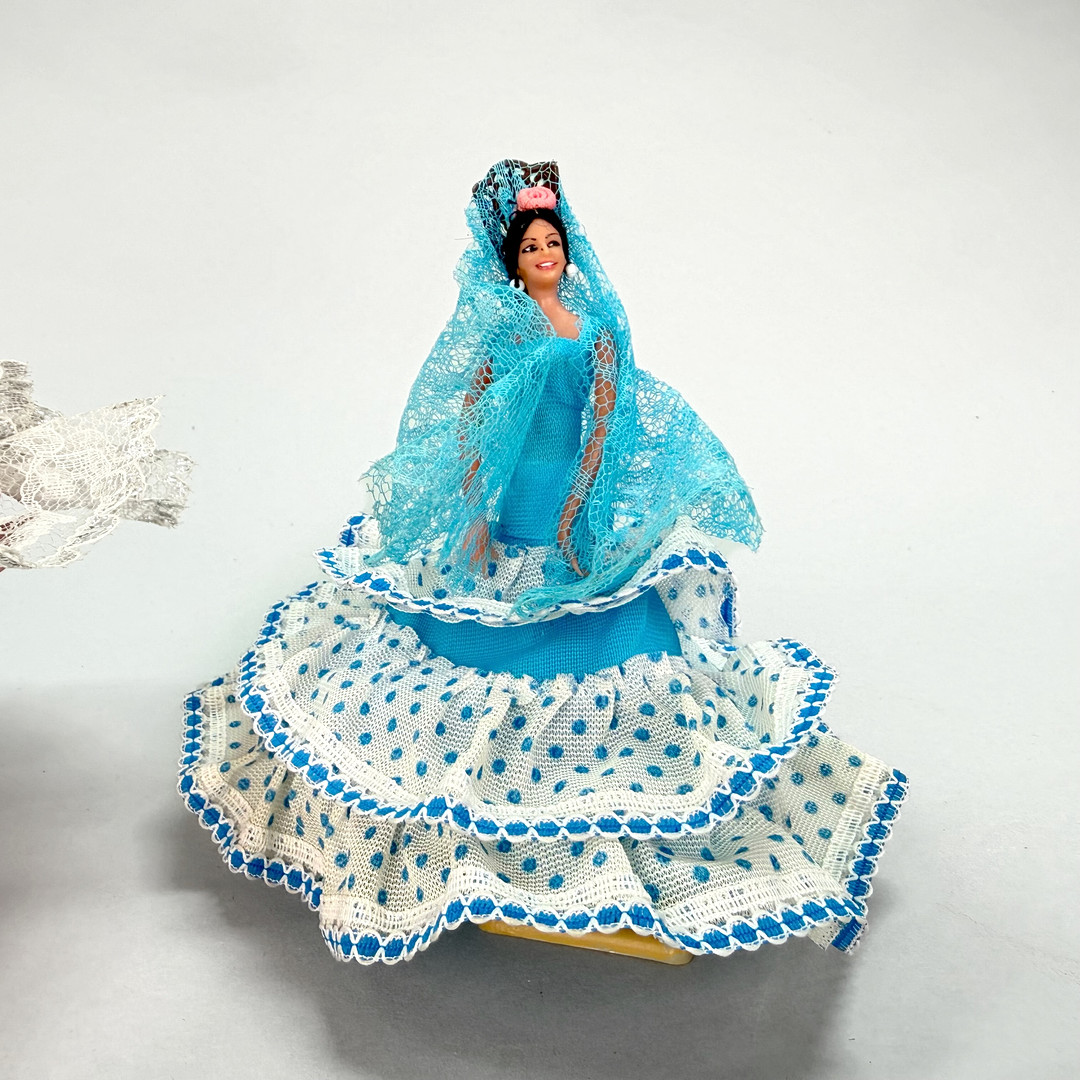 FLAMENCODANSÖSER 2 st, Caniconera, Spanien, Rosa, liten blå. 1900 talets mitt.