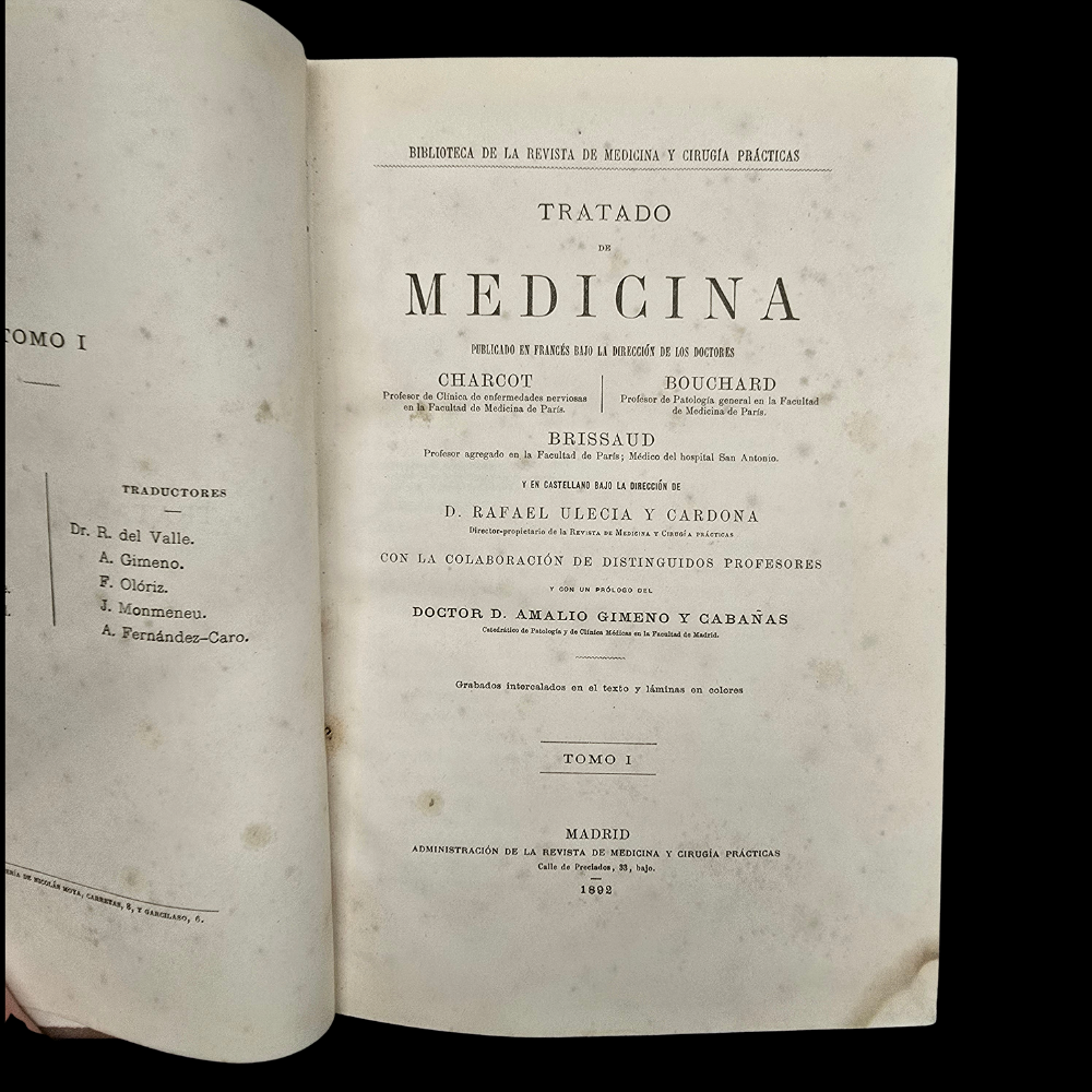 5 TOMOS INCOMPLETOS. TRTADO DE MEDICINA CHARCOT. BOUCHARD BRISSAUD. ED. ADMINISTRACIÓN. 3 TOMOS INCOMPLETOS. TRATADO DE PATOLOGIA INTERNA Y TERAPEUTICA POR DR HERMANN EICHHORST. ED. ESPASA.