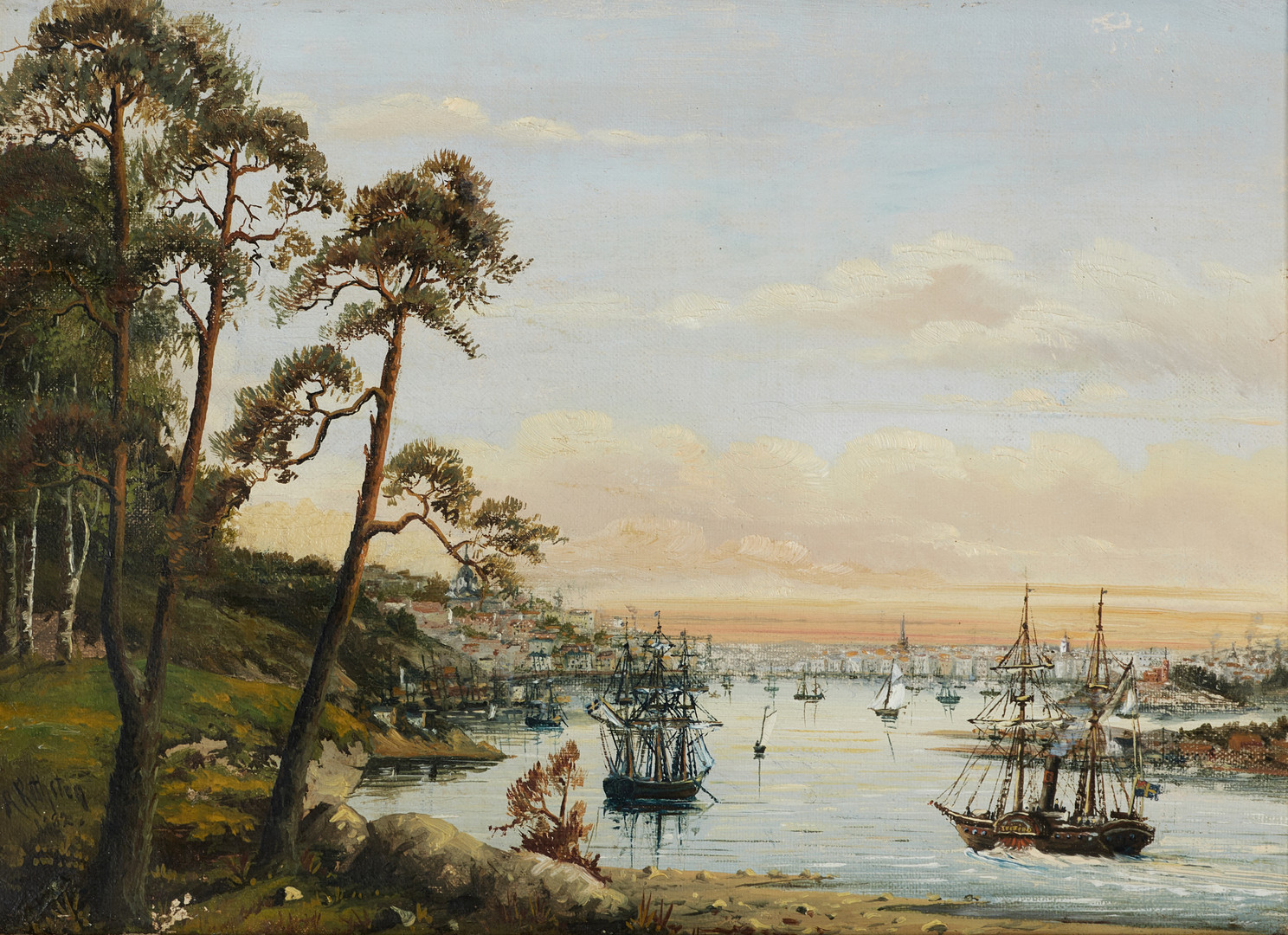 WILHELM ALEXANDER ROTHSTÉN (Stockholm 1858-1892 Stockholm), Stockholms inlopp, signerad och daterad A.Rothstén 1882, olja på duk.