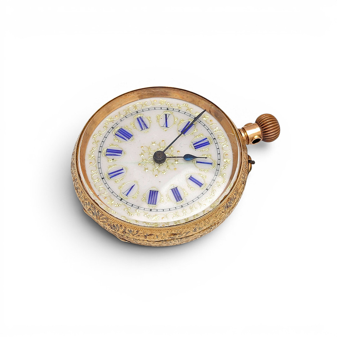 Swiss Lépine pocket watch in gold, early 20th Century.
