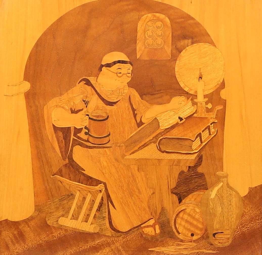 TAVLA, NR 287 "Munken" Mjölby Intarsia.