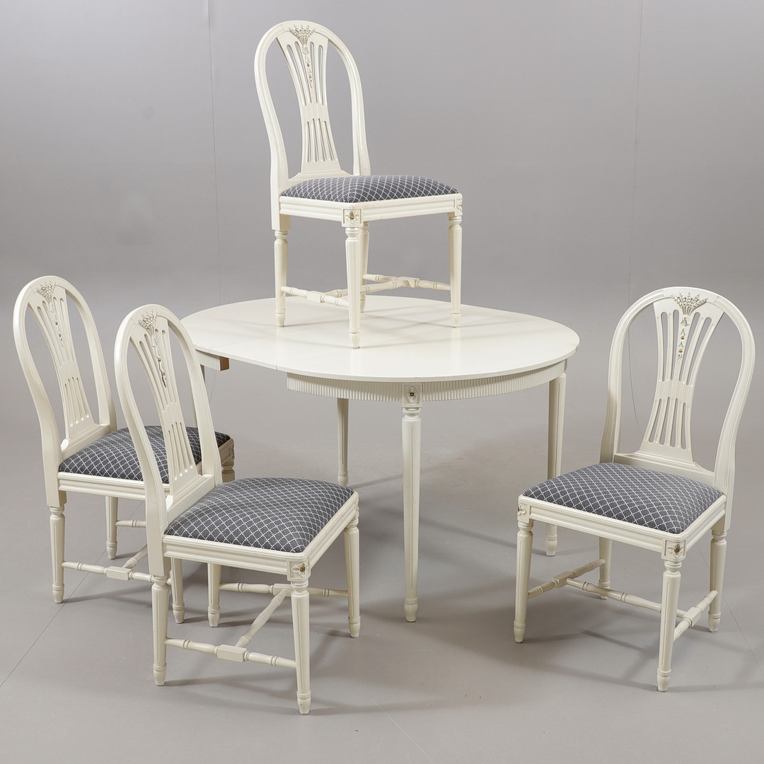 MATSALSMÖBEL, 5 delar, gustaviansk stil, 1900-talets andra hälft.