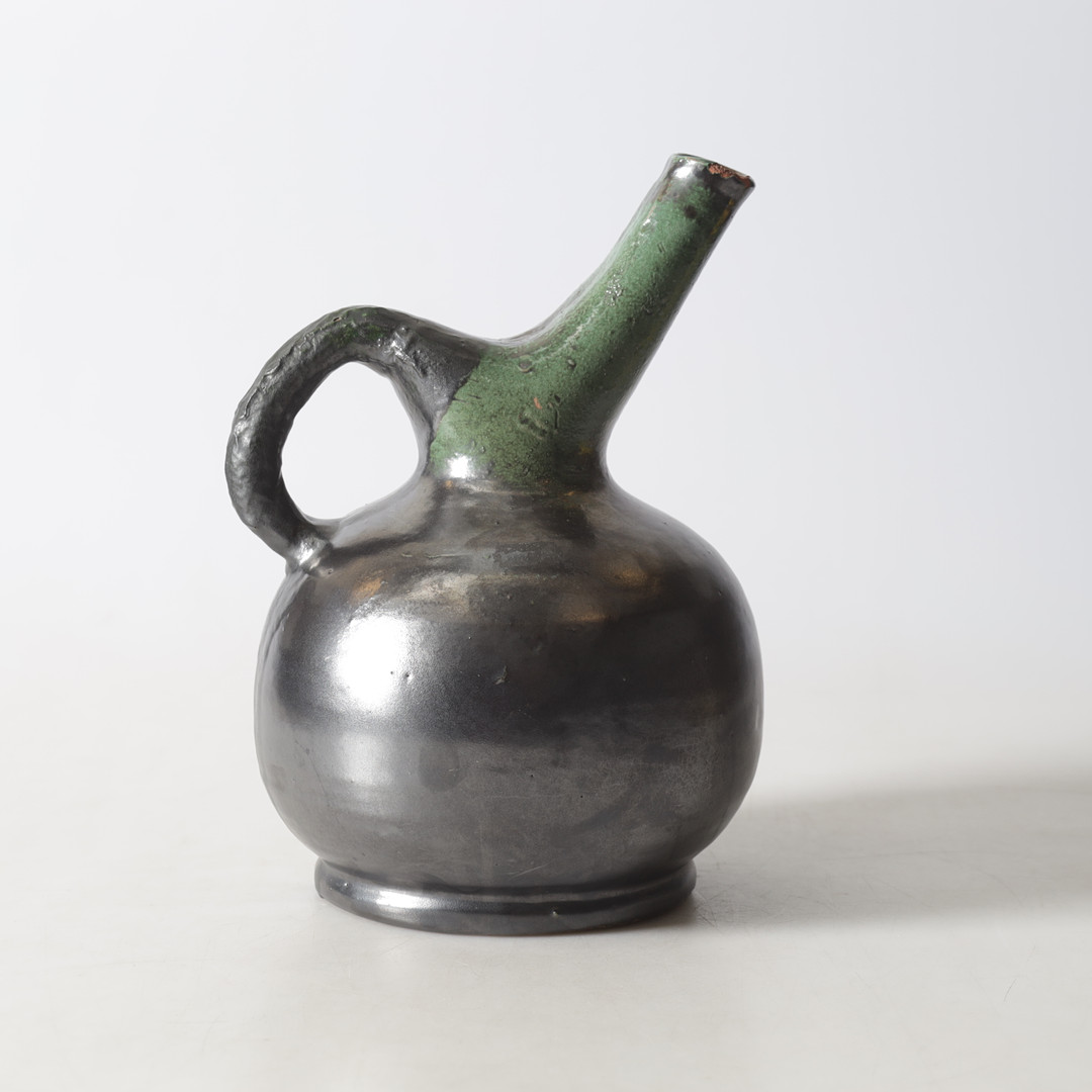 ALLAN EBELING. tillbringare, glaserat lergods, Torshälla, monogramsignerad, 1930-tal.