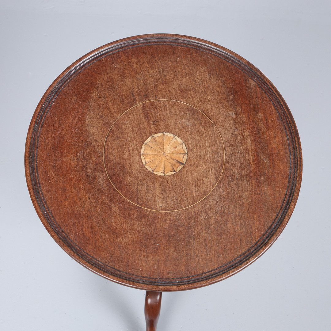 GEORGIAN MAHOGANY PIECRUST TABLE, ANOTHER TABLE, AND CHAIR. (3).