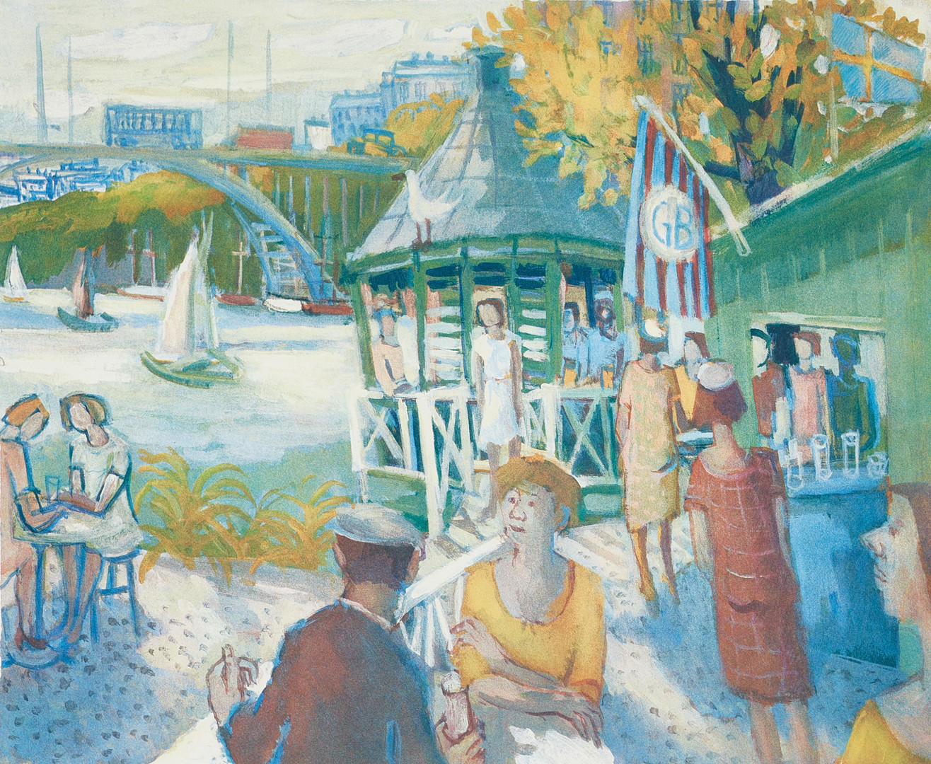 CHARLES SJÖHOLM (FÖDD 1933). Mälarpaviljongen, Stockholm, signerad och numrerad C. Sjöholm 79/290, färglitografi.