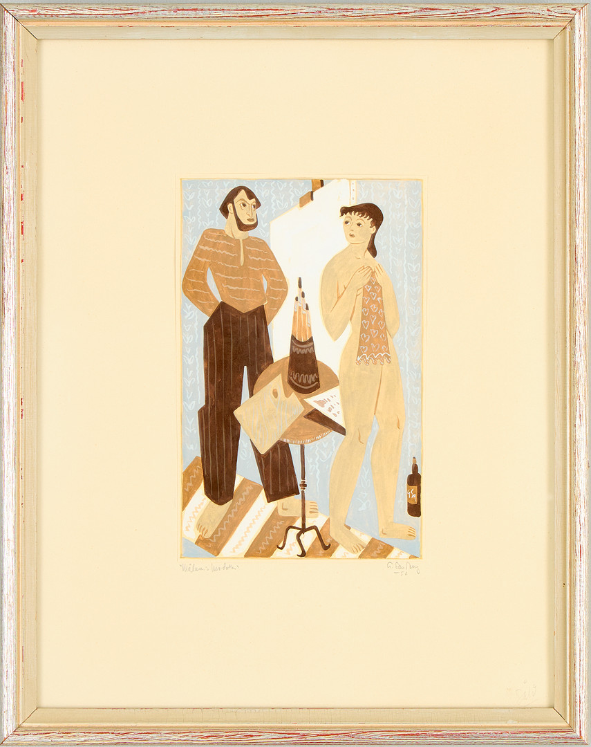 GÖSTA STENBERG. "Målaren o modellen", gouache.